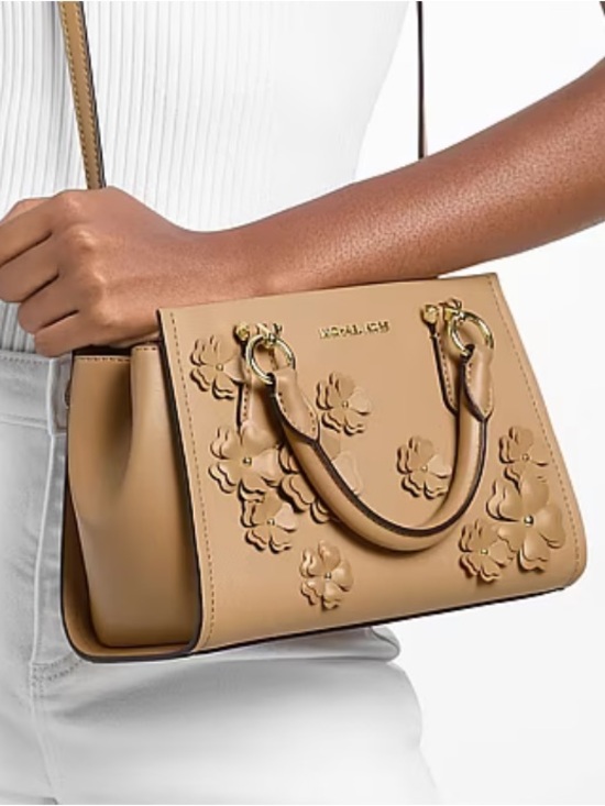 Michael Kors Handbags - MICHAEL KORS Marilyn Sm Floral Embellished Satchel Messenger Crossbody
Camel
NWT